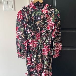 Zara Floral Midi Long sleeve Dress